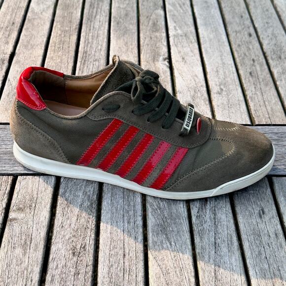 Dsquared2 Sneakers Men Size 44 EU 11 US Green Red Suede Canvas Shoes VGP - Picture 8 of 15